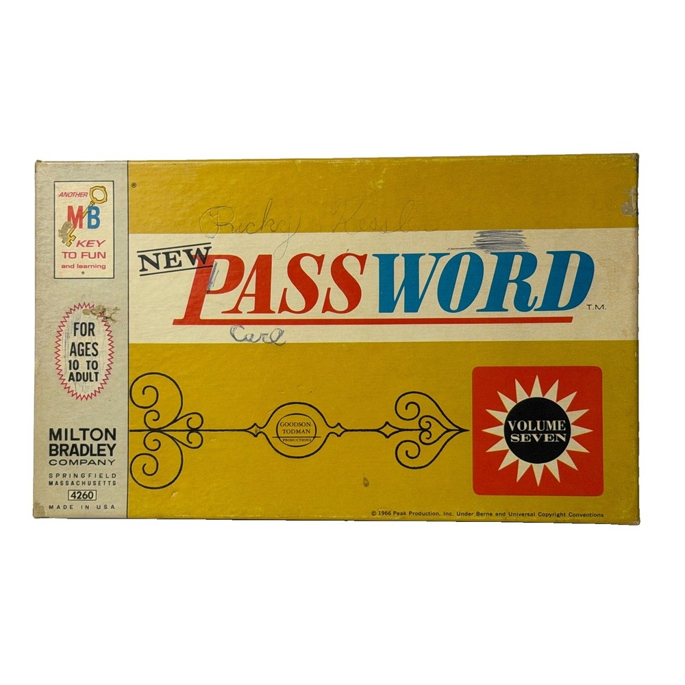 New Password Board Game 1966 Milton Bradley Volume Seven 7 USA